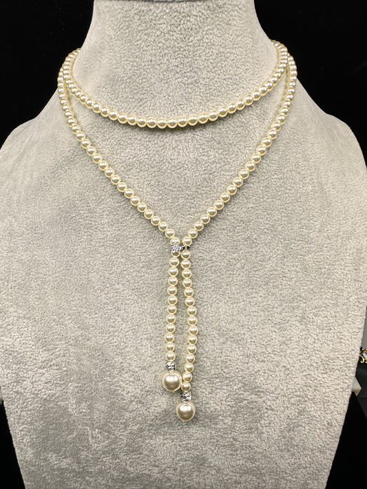 Convertible Champagne Simulated Pearl Necklace