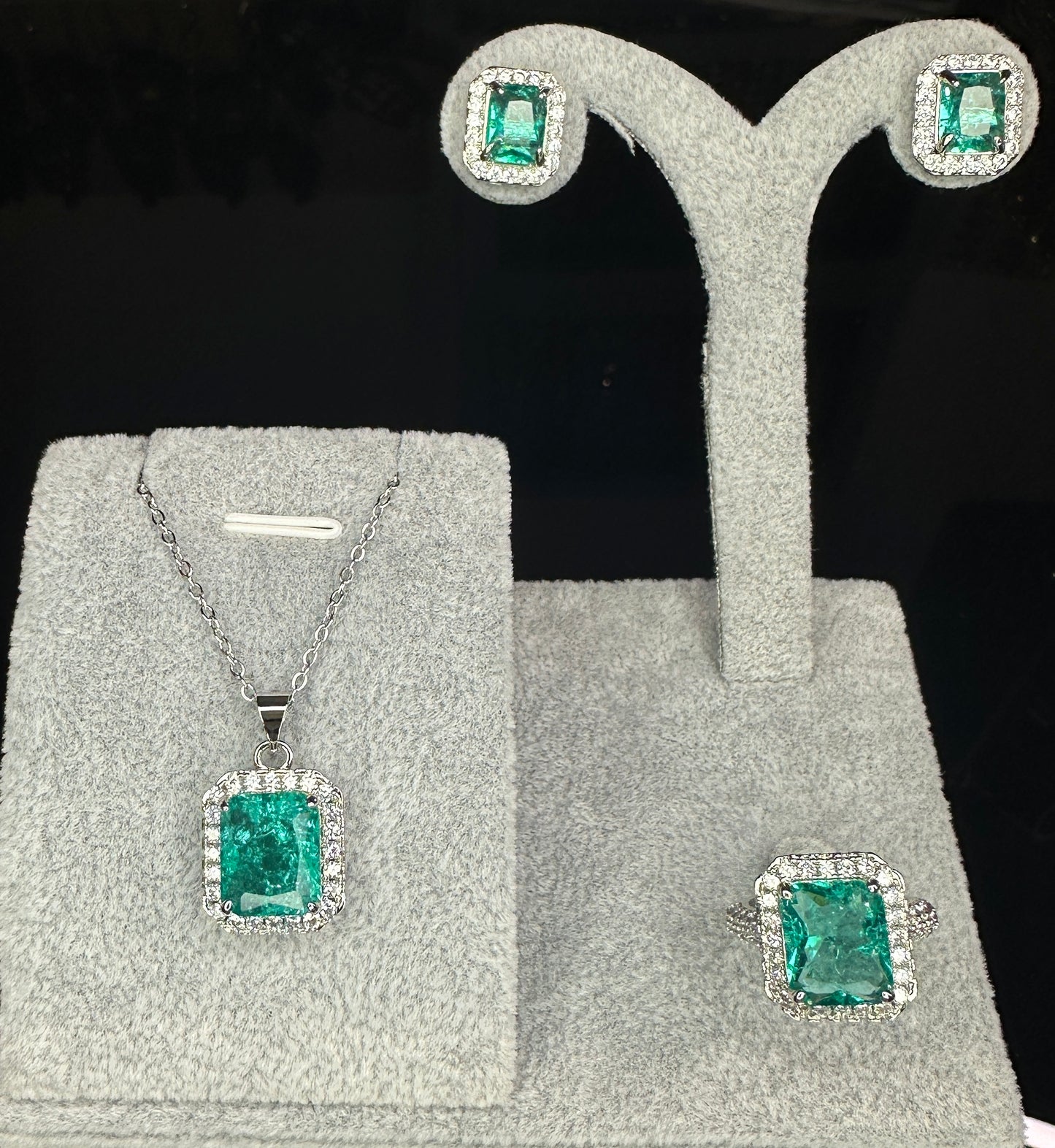 Lagoon Mosaic Jewelry Set | Necklace, Open Ring, Stud Earrings