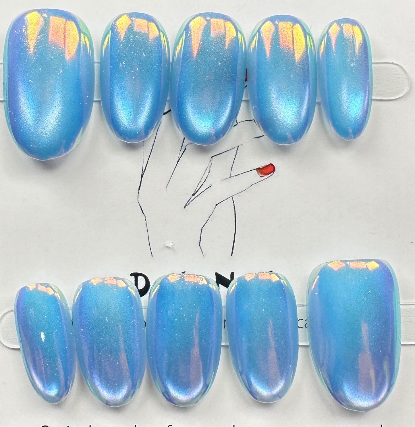 handmade press on nails Australia | Aurora Chrome Shimmer Edition | medium round
