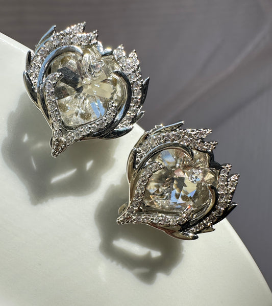 Phoenix Heart Halo Earrings | Symbol of Reborn & Eternal Love