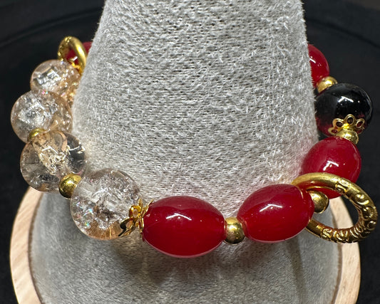 Imperial Ascent Bracelet | Lucky Cloud & Red Glass Beads
