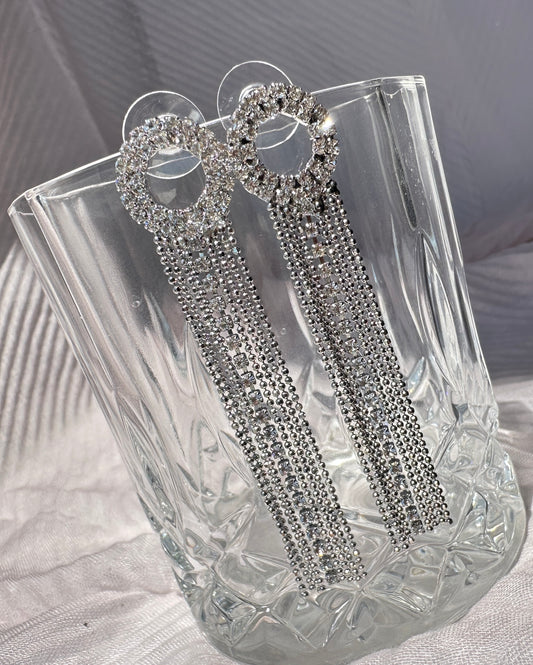 Linear Halo Drop Earrings