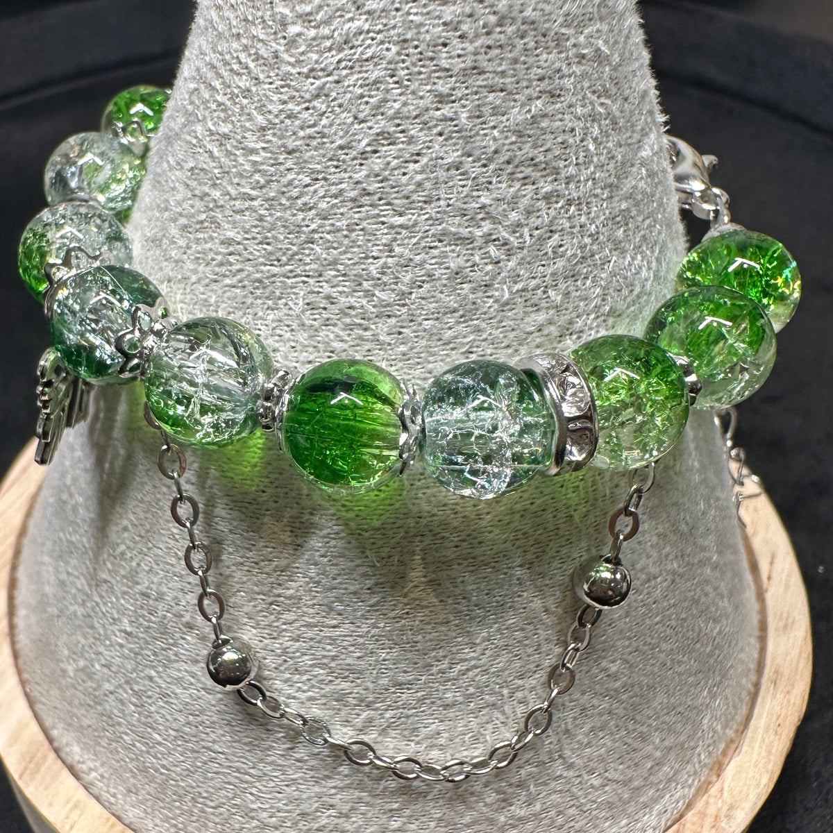 Forest Wing Whisper Bracelet | Butterfly & Green Glass Beads
