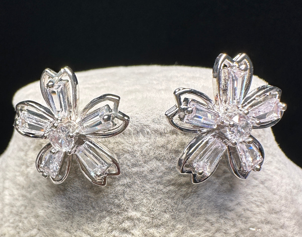 Lumina Petal Stud Earrings | Floral CZ & Gold-Plated Copper