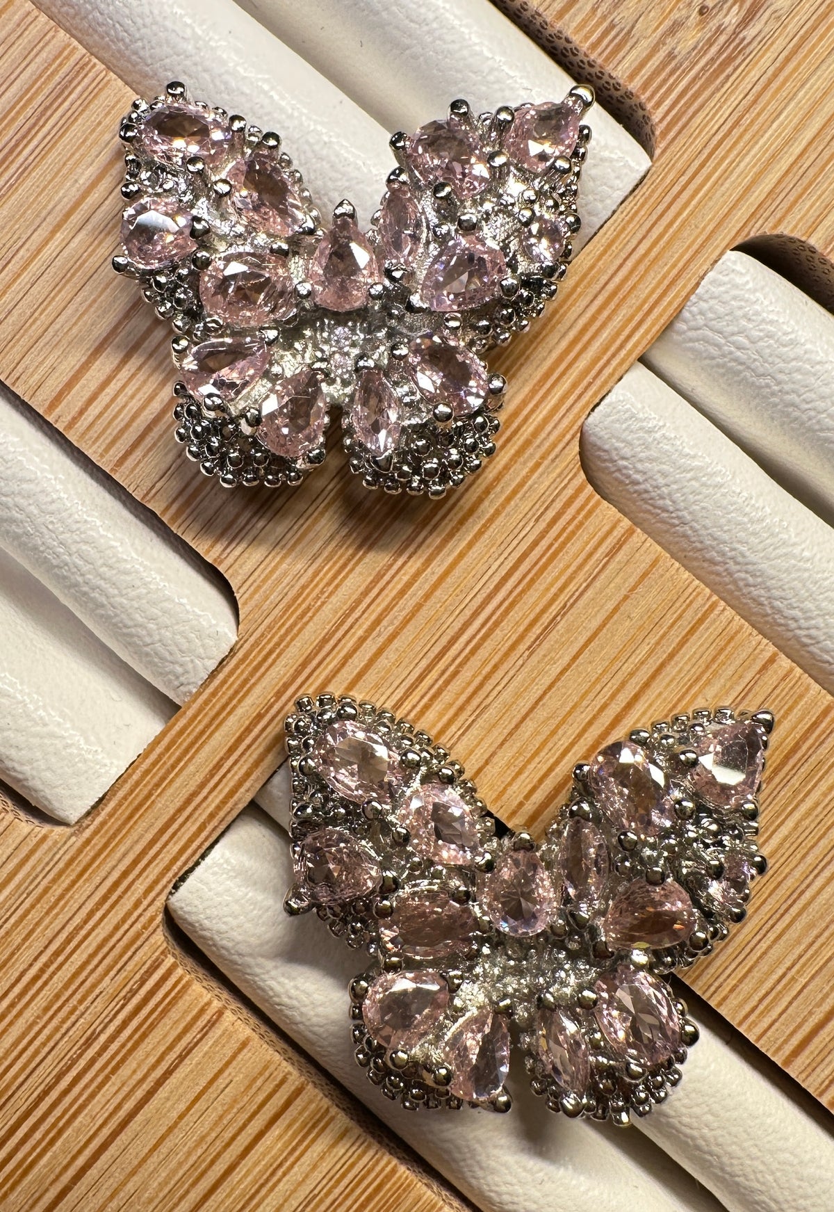 Blush Aura Wing Stud Earrings | Pink CZ & Gold-Plated Copper