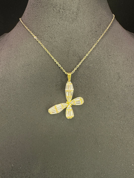 Ethereal Monarch Butterfly Necklace | White CZ & Gold-Plated Copper