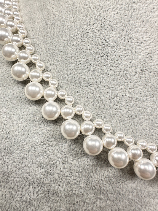 Braided Layered Simulated Pearl Necklace
