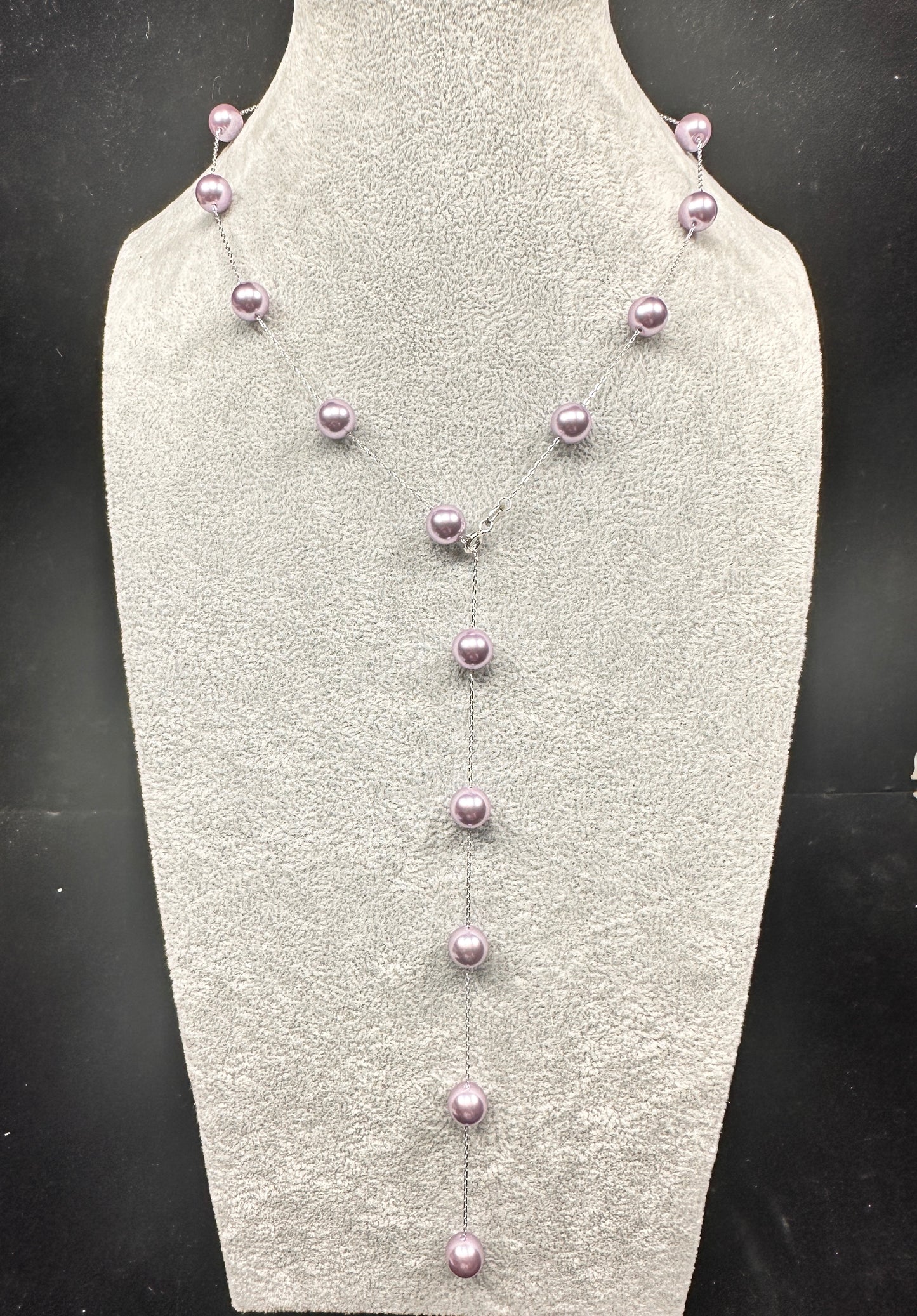 Velvet Adjustable Lavender & Silver Necklace