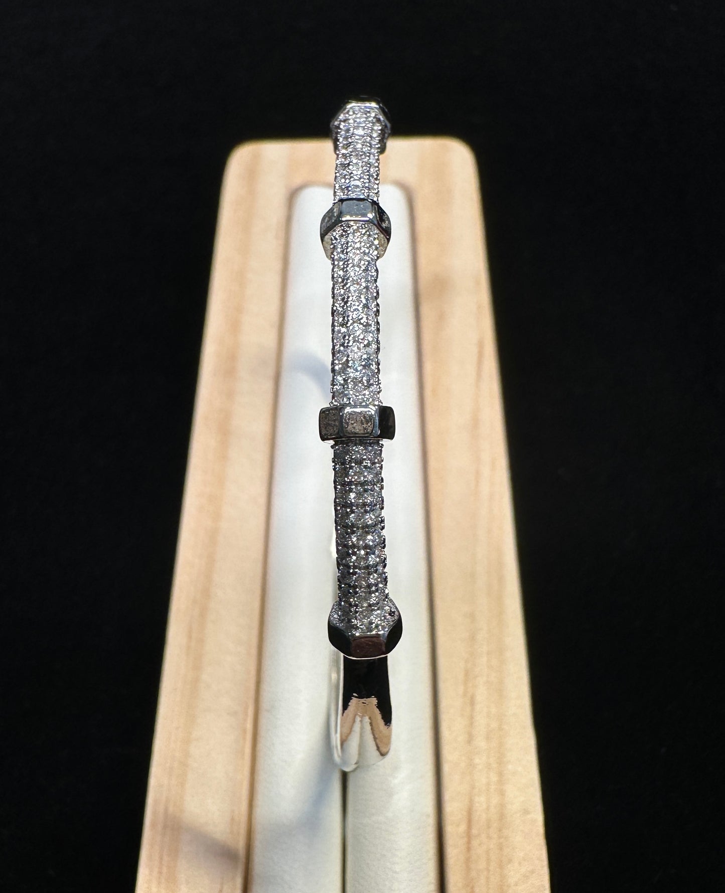 Hex Code Bangle | Industrial Jewelry with Hex Nut Motif