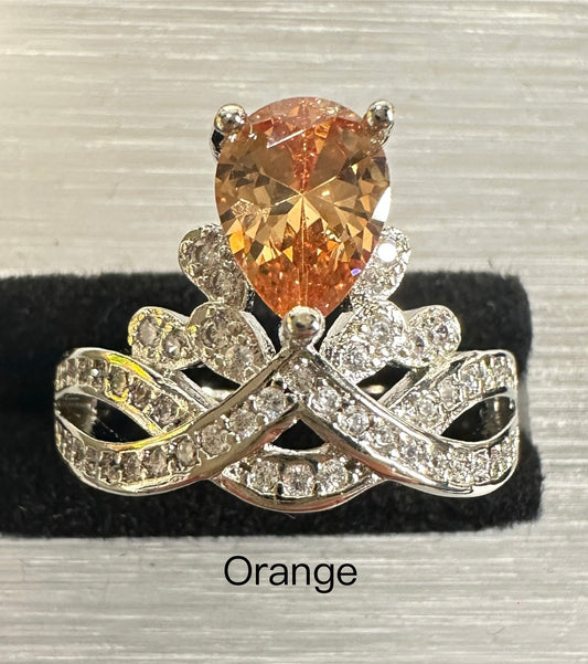 Cinderella's Crown Adjustable Ring | Inverted Teardrop Crown Ring