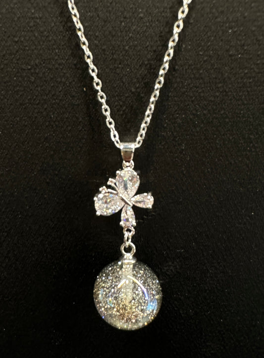 Nebula Butterfly Galaxy Pendant | White Butterfly Galaxy Jewelry
