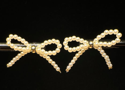 Pearl Knot Stud Earrings | Pearl Bow & Gold-Plated Copper