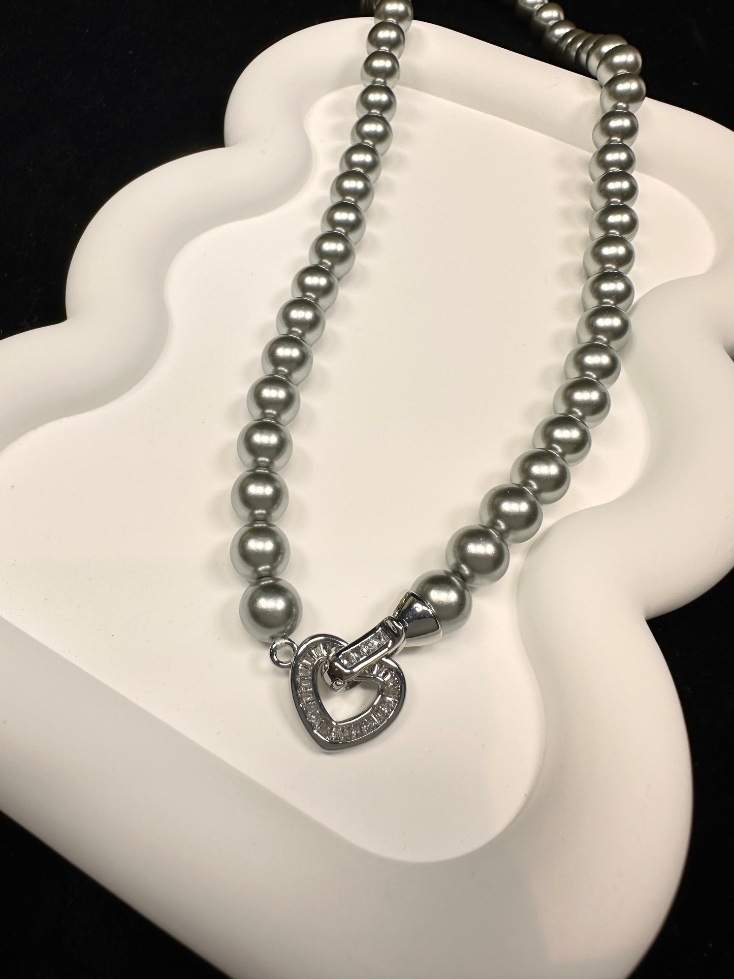 Secret Heart Grey Pearl Convertible Necklace
