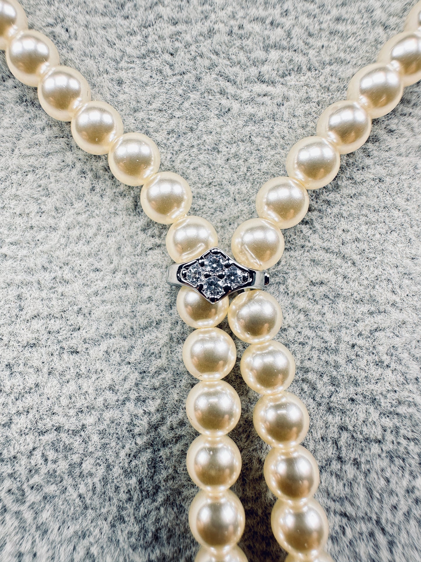 Convertible Champagne Simulated Pearl Necklace
