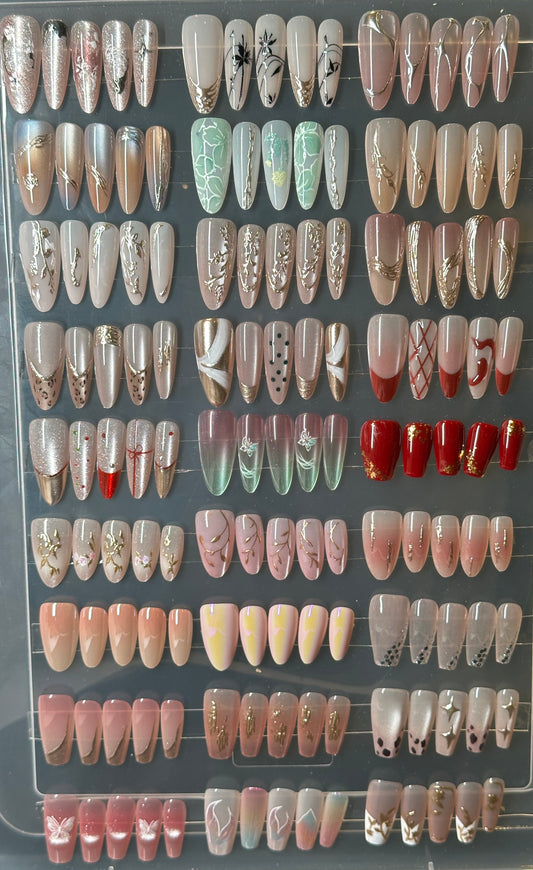 10-Pack Mystery Essential Plus Press-On Nails Bundle - Premium Surprise Styles!