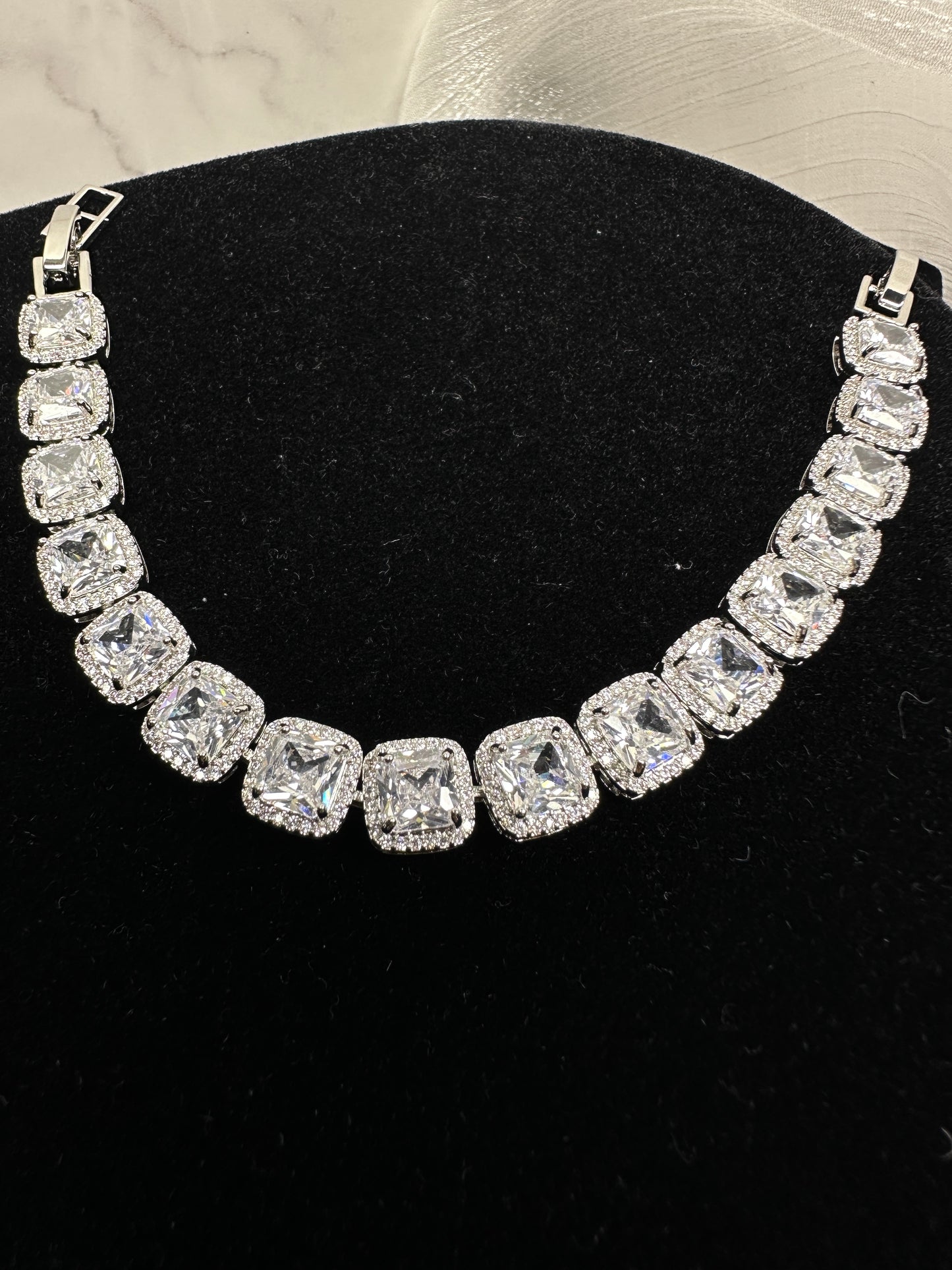 18K Gold Plated Cushion-Cut Cubic Zirconia Tennis Bracelet | Adjustable 16.5cm - 18cm Sparkly Square CZ Bracelet for Women