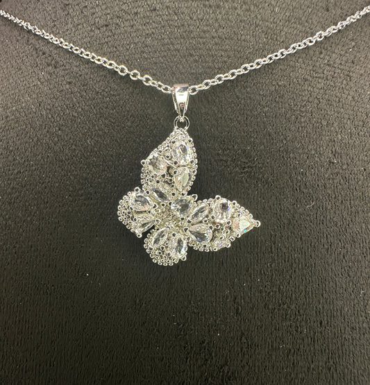 Pearlescent Aura Wing Pendant | White Butterfly Necklace