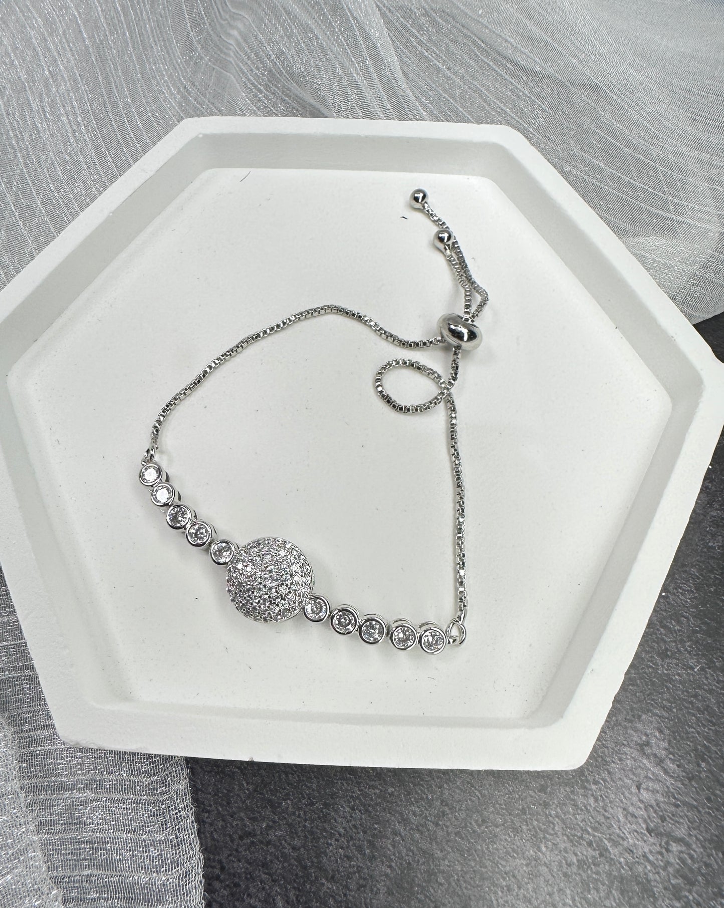 Solstice Pave Disc Adjustable Bracelet | One Size fits all