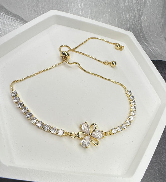 Meadow Whisper: Four-Petal Flower Adjustable Radiant Bracelet