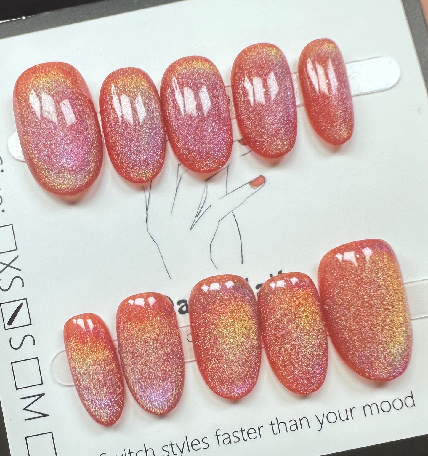 Sunset Peach Aurora | Handmade Press on Nails Australia| Luxury Handmade Round Press-On Nails |Daily Nails | Handmade Press on Nails