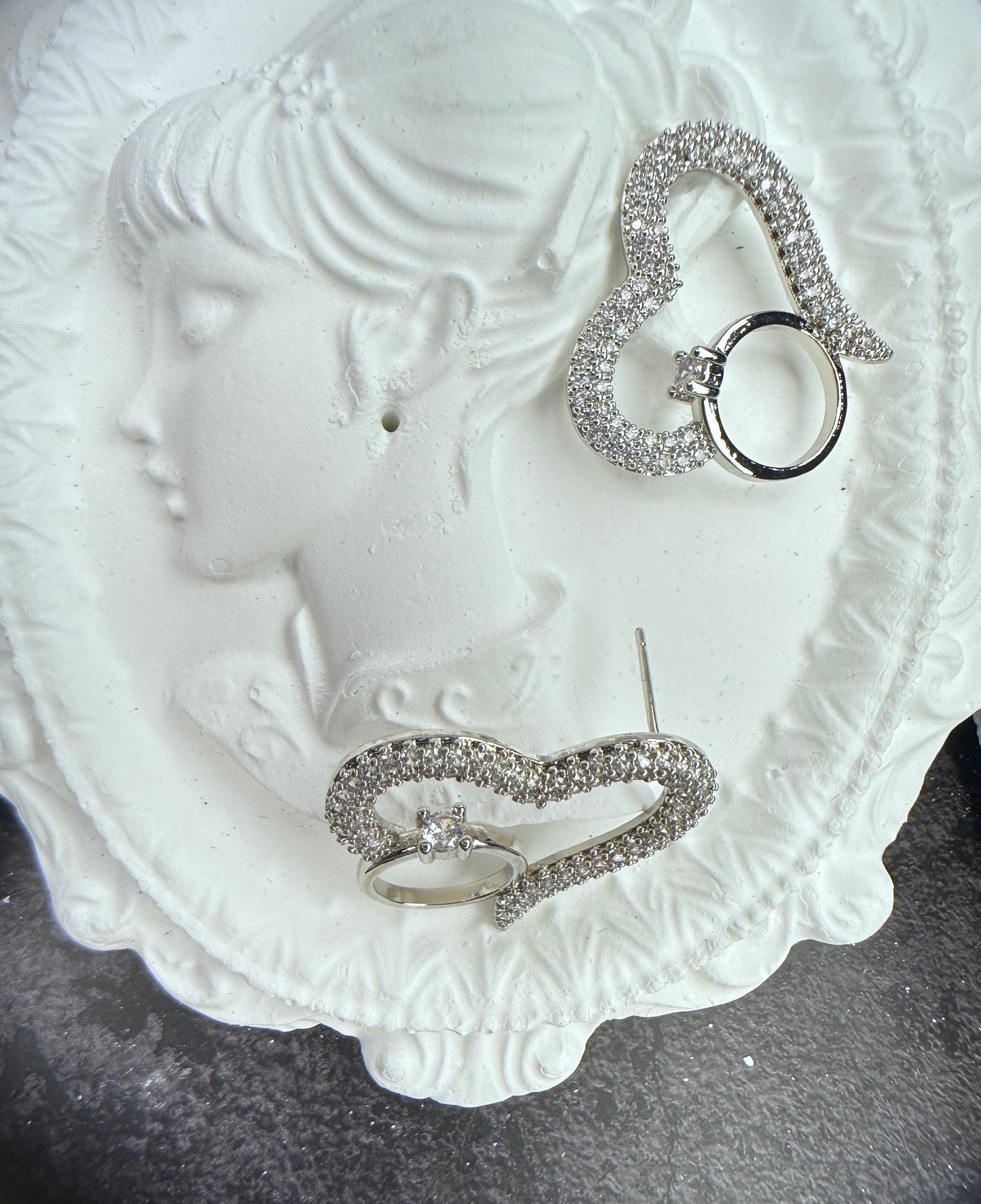 Eternal "Ring in Heart" Promise Jewelry Set (Gift Box Included)| Necklace & Earrings Gift Box | DN-DS | Luxury Gift-Ready Jewelry Set