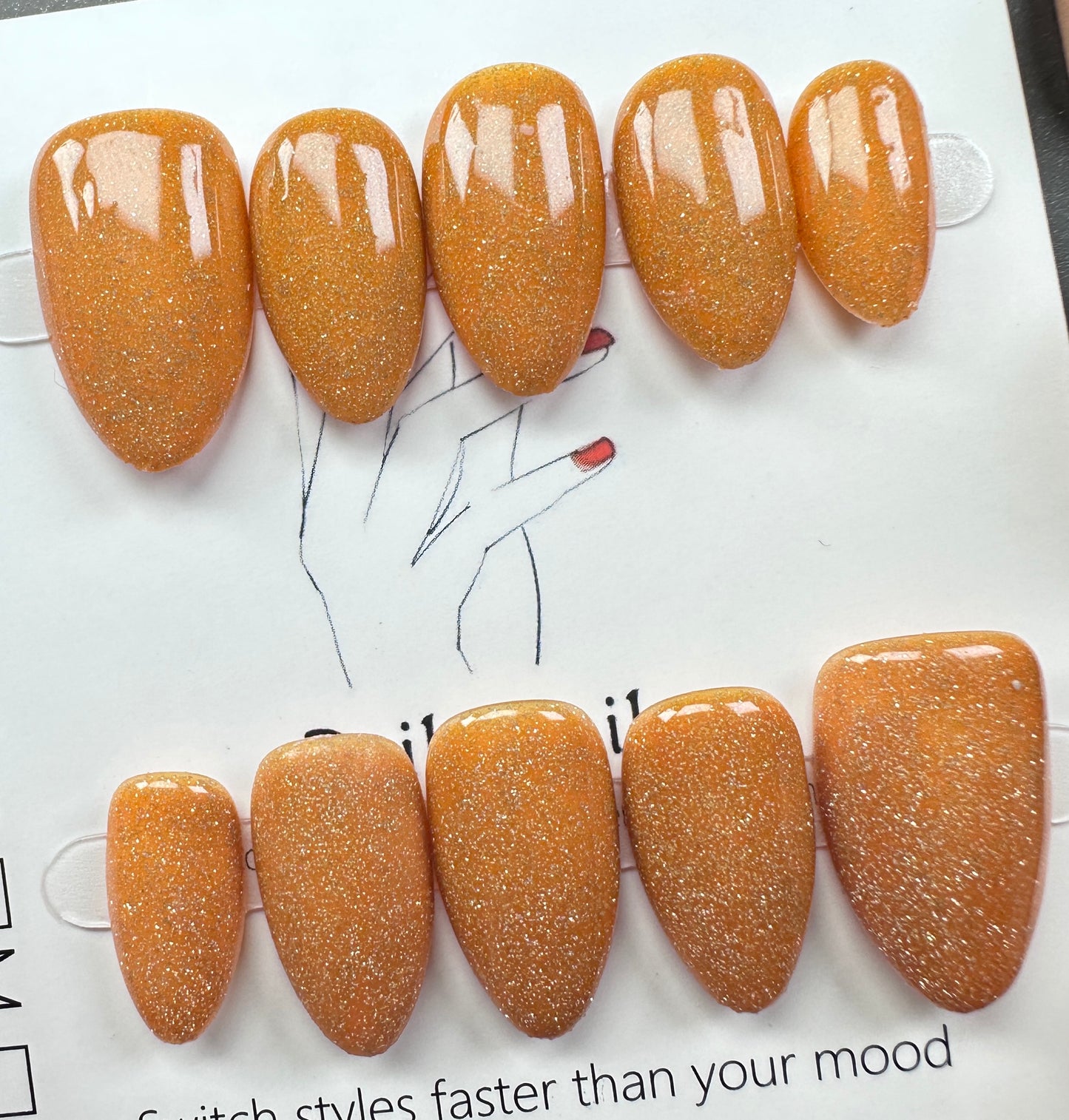 Golden Amber Shimmer | Handmade Press on Nails Australia| Short Almond | Handmade Almond Press-On Nails |Daily Nails | Handmade Press on Nails