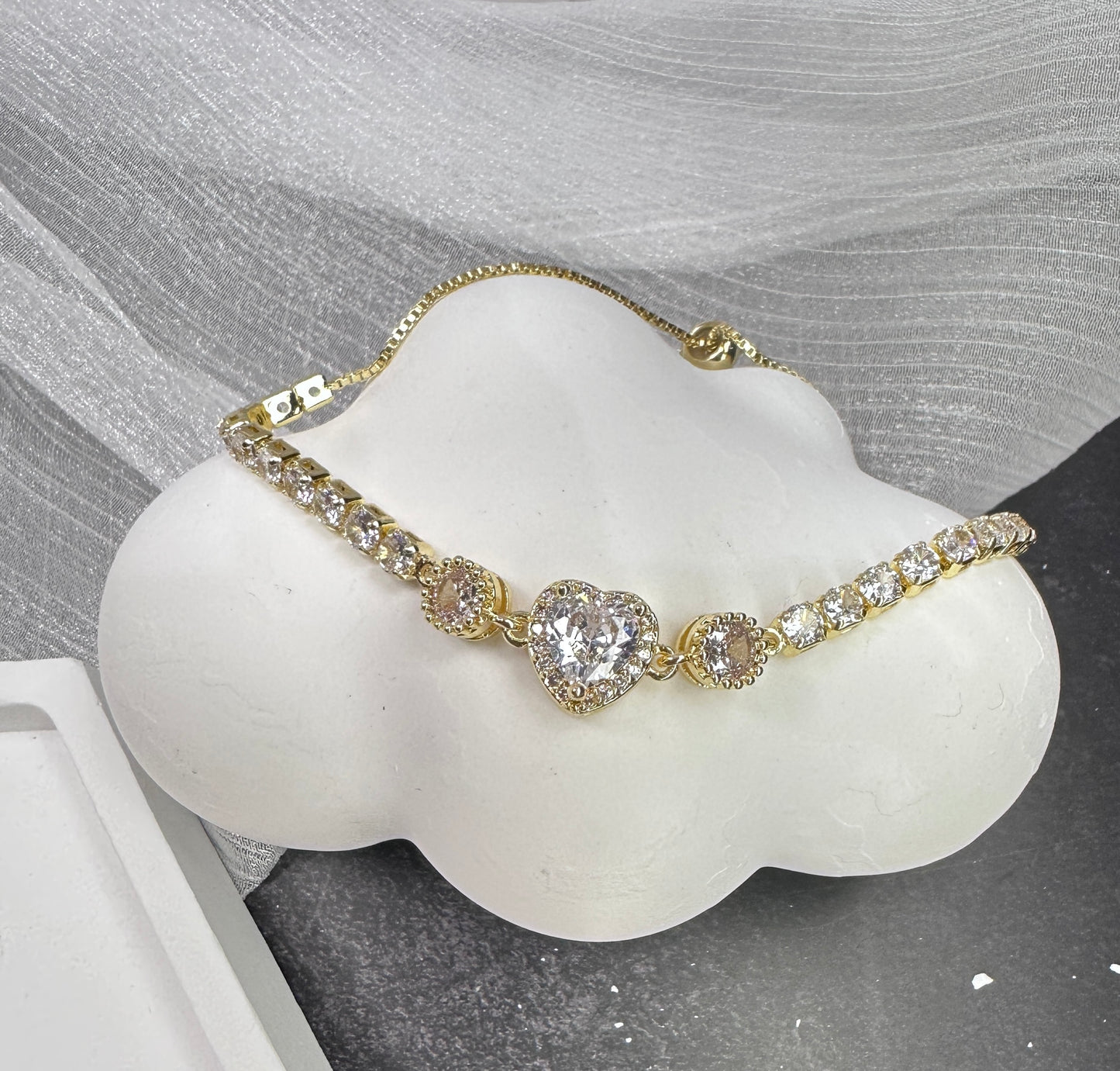 Heart’s Devotion: Radiant Stone Adjustable Bracelet (4 Colors) | One Size Fits All