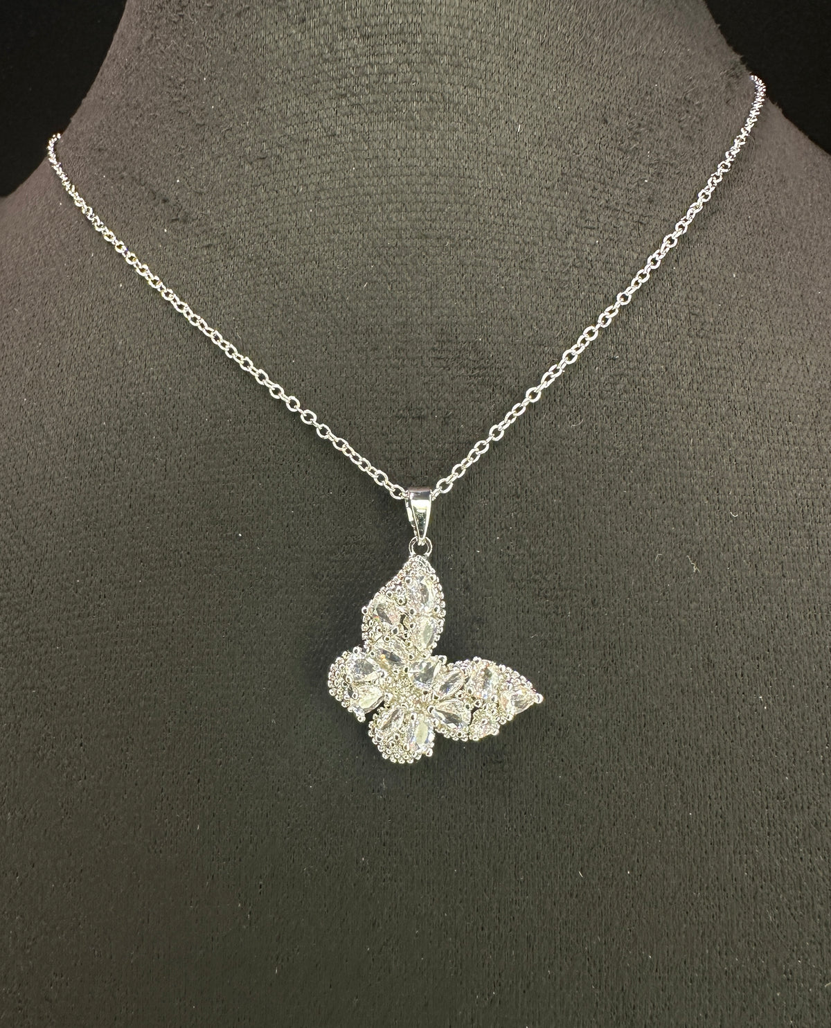 Pearlescent Aura Wing Butterfly Necklace | White CZ & Gold-Plated Copper