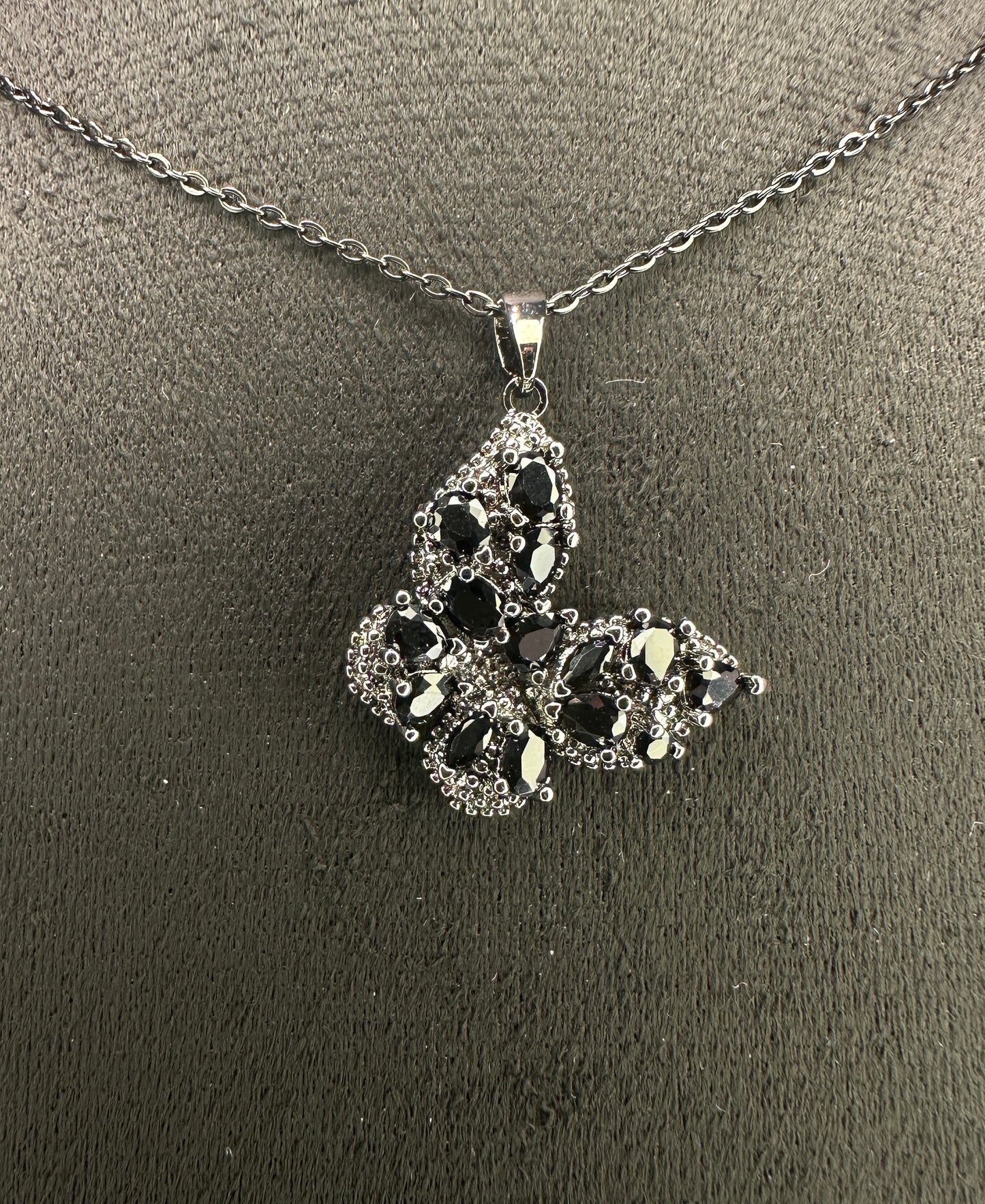 Sable Aura Wing Pendant | Black Butterfly Necklace