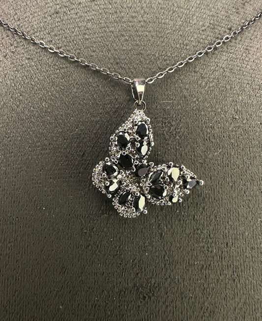 Sable Aura Wing Pendant | Black Butterfly Necklace