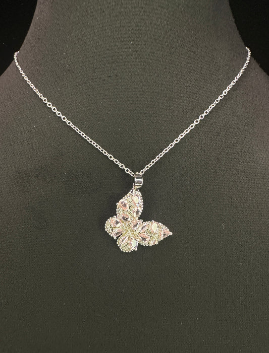 Blush Wing Butterfly Necklace | Pink CZ & Gold-Plated Copper