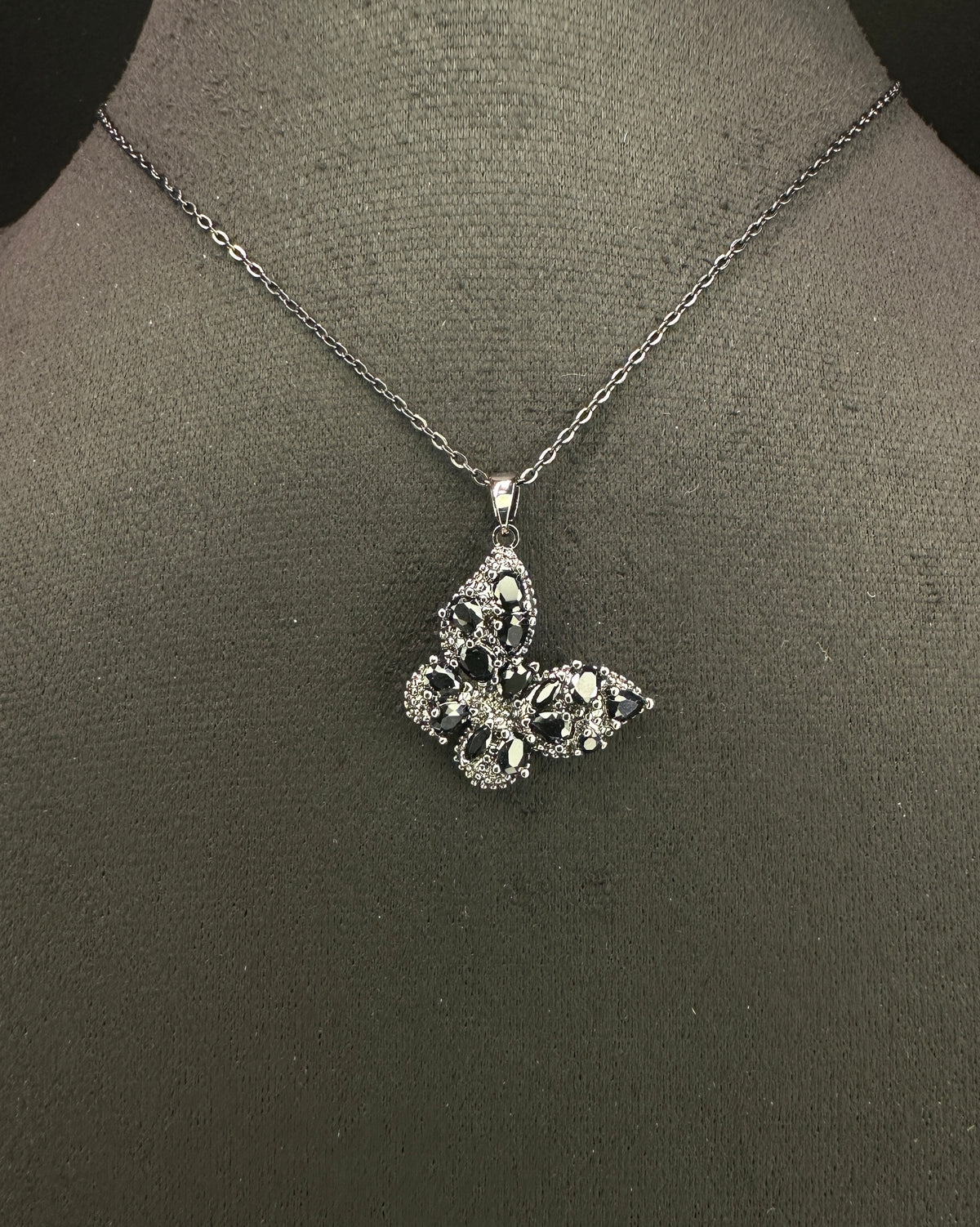 Sable Aura Wing Butterfly Necklace | Black CZ & Gold-Plated Copper