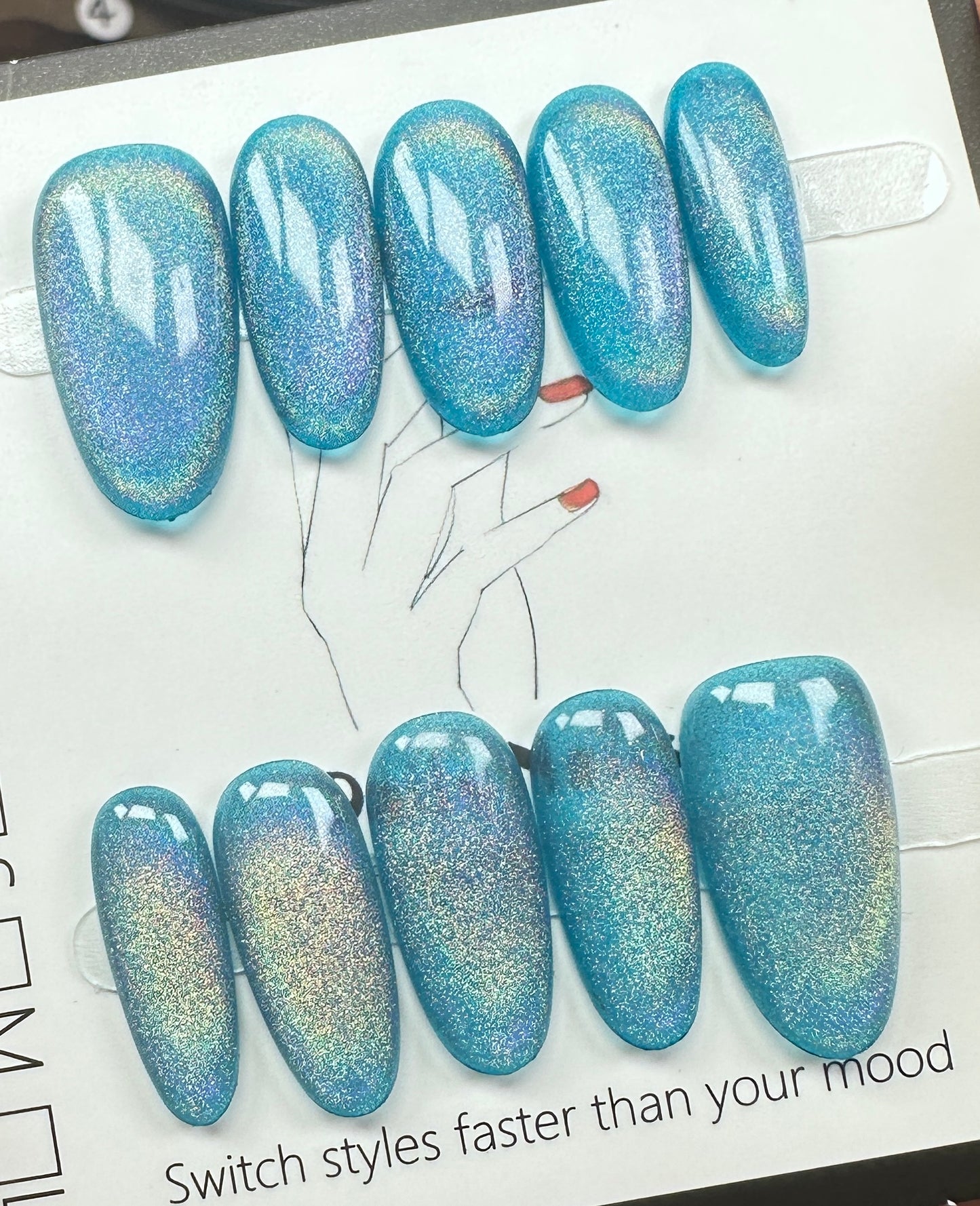 Ocean Aurora | Handmade Press on Nails Australia| Luxury Handmade Medium Round Press-On Nails |Daily Nails | Handmade Press on Nails