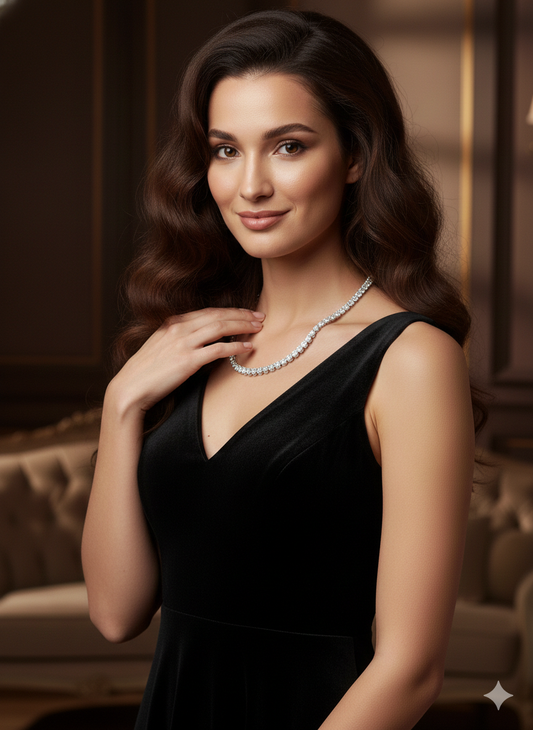 White Gold Plated Tennis Necklace