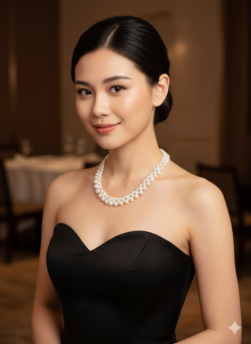 Braided Layered Simulated Pearl Necklace