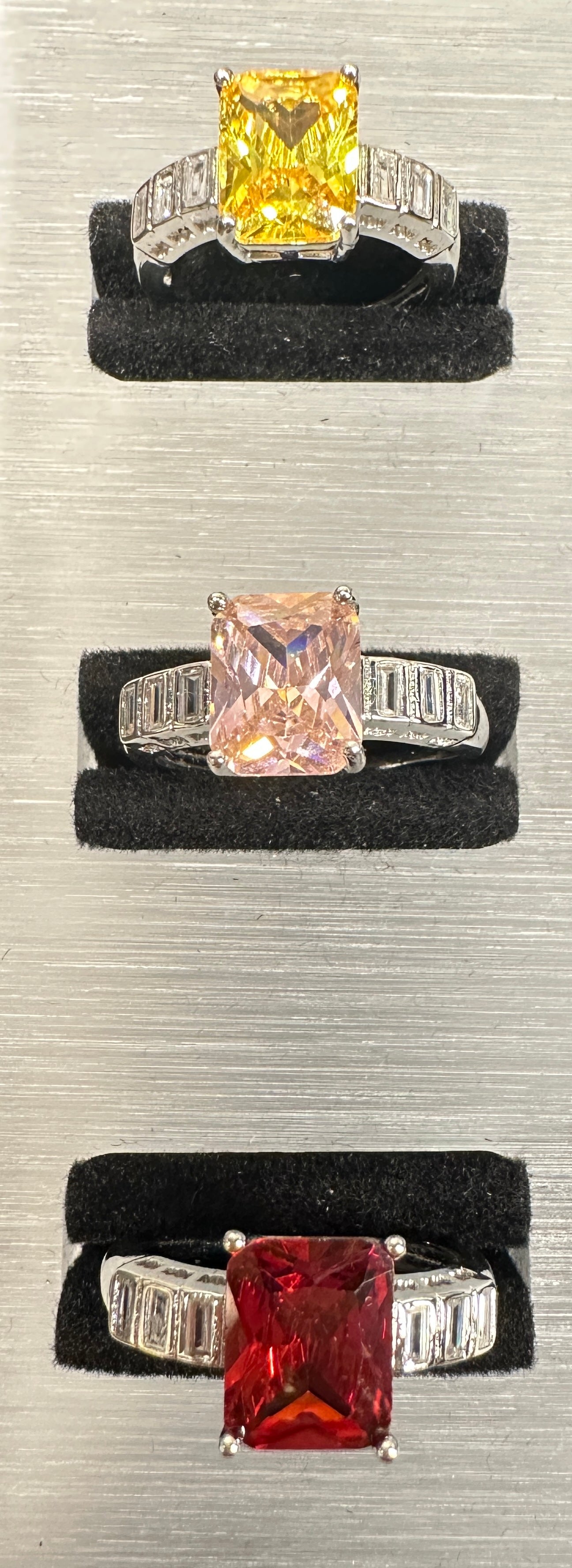 Alex Architectural Adjustable Ring | Rectangular Cut with Linear Accents