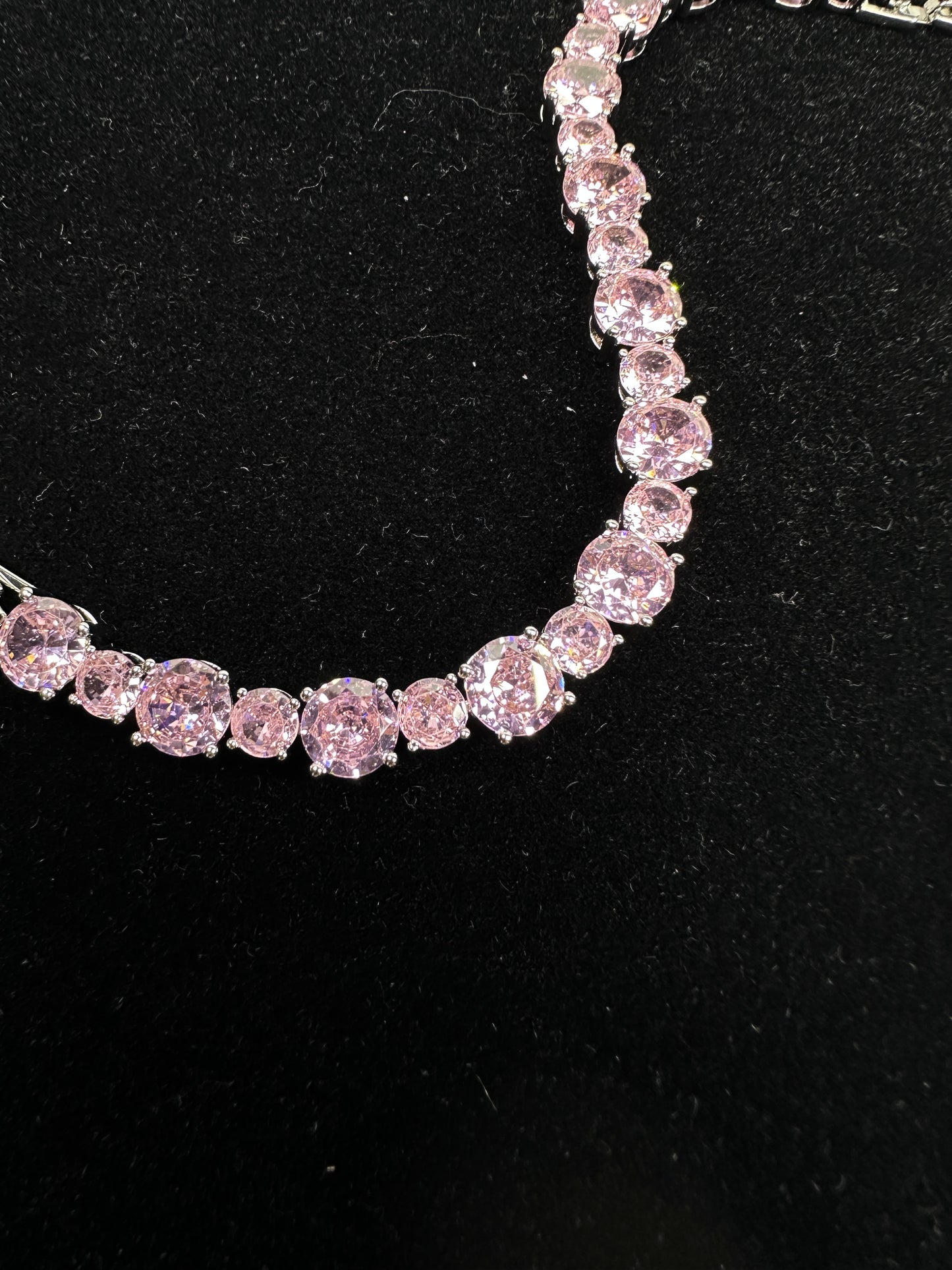 Timeless Pink Round Brilliant Cubic Zirconia Tennis Bracelet | Premium 18K Gold Plated Brass, Adjustable Length (16.5cm - 17.5cm)