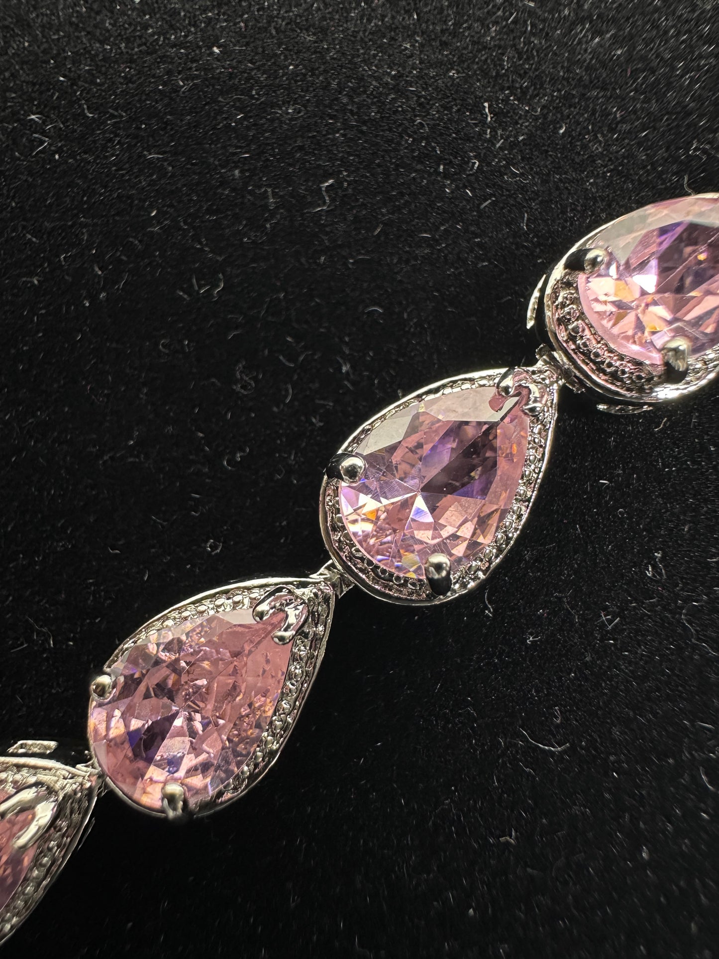 Luxury Pink Teardrop Halo Cubic Zirconia Link Bracelet | Premium 18K Gold Plated Brass, Fixed 18cm Length