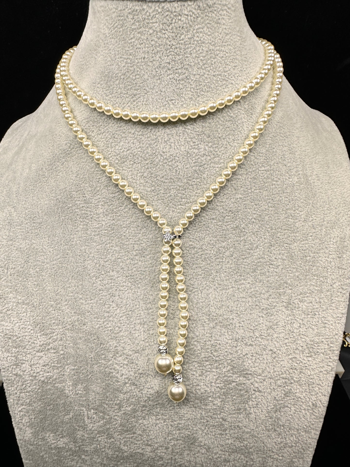 Convertible Champagne Simulated Pearl Necklace