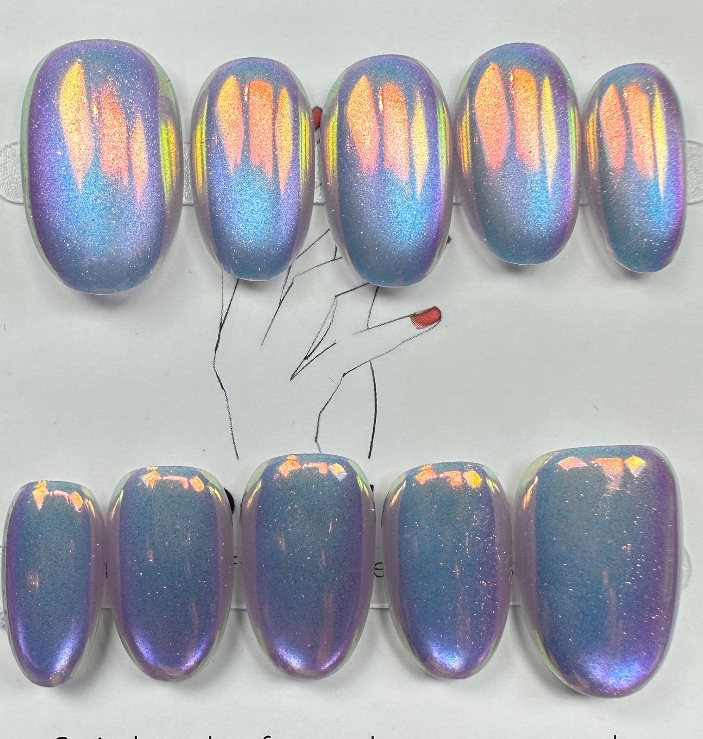 handmade press on nails Australia | Aurora Chrome Shimmer Edition | Short round