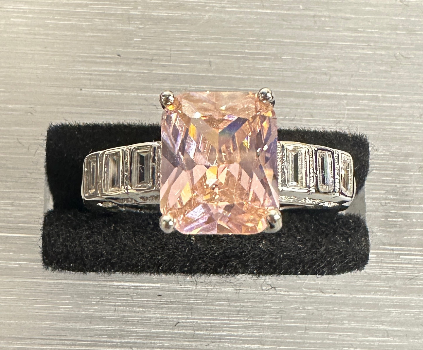 Alex Architectural Adjustable Ring | Rectangular Cut with Linear Accents