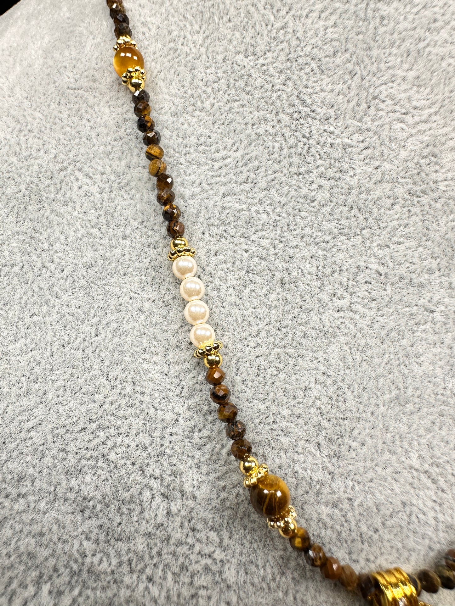 The Compass Guide Necklace (Tiger's Eye & Pearl)