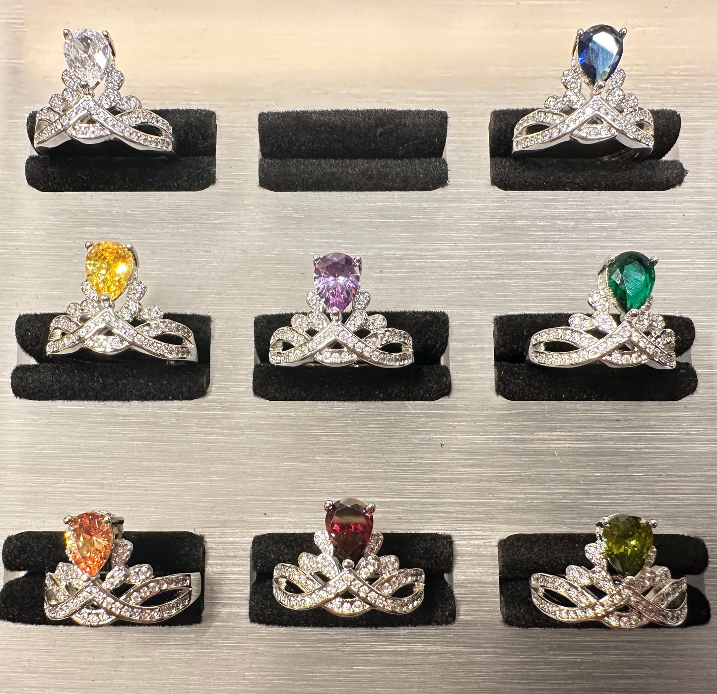 Cinderella's Crown Adjustable Ring | Inverted Teardrop Crown Ring