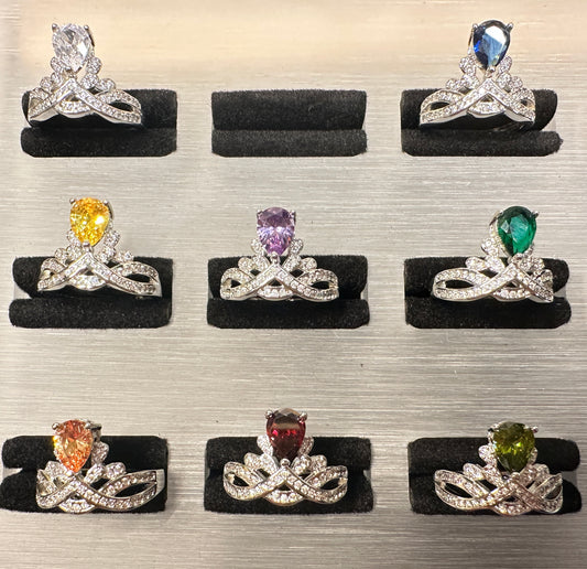 Cinderella's Crown Adjustable Ring | Inverted Teardrop Crown Ring