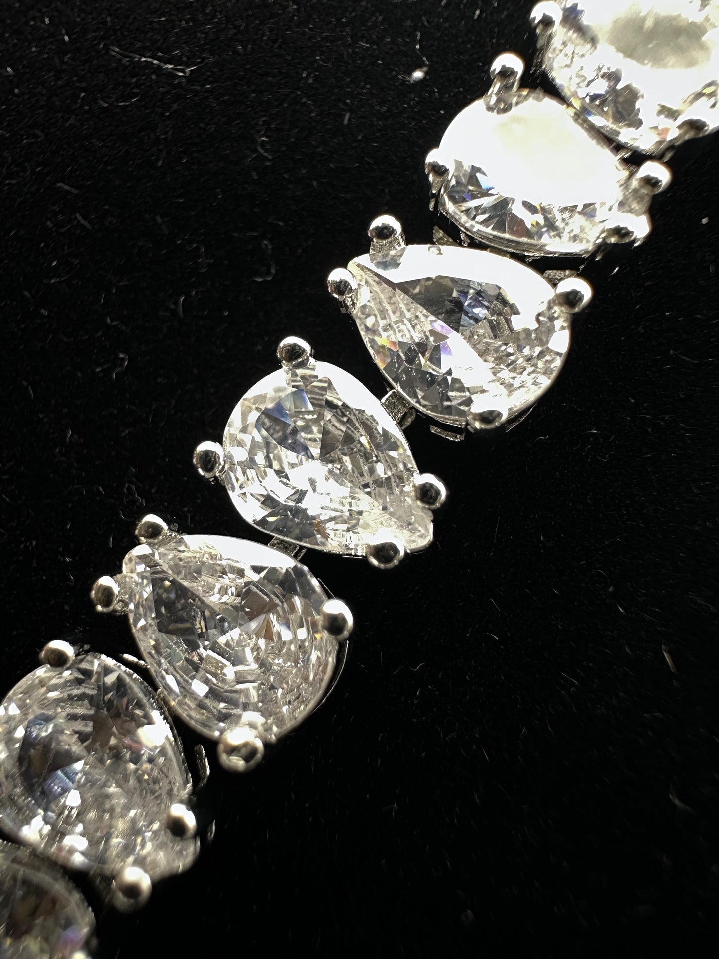 Elegant Pear Cut Cubic Zirconia Tennis Bracelet | Premium Platinum-Plated Brass, Adjustable 16.5cm - 17.5cm Length