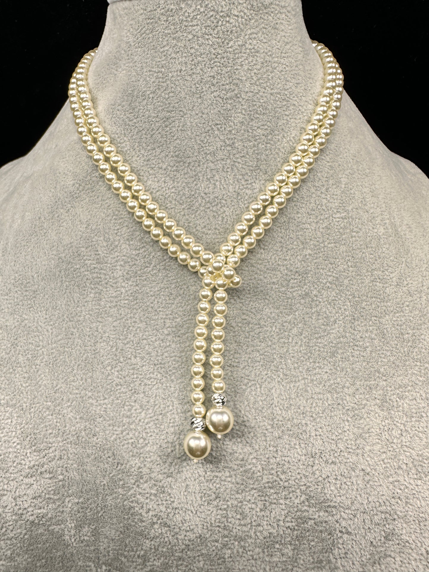 Convertible Champagne Simulated Pearl Necklace