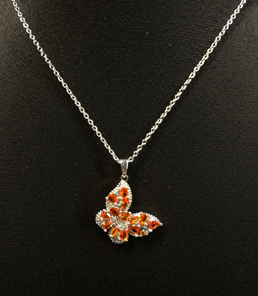 Ember Aura Wing Pendant | Orange Butterfly Necklace