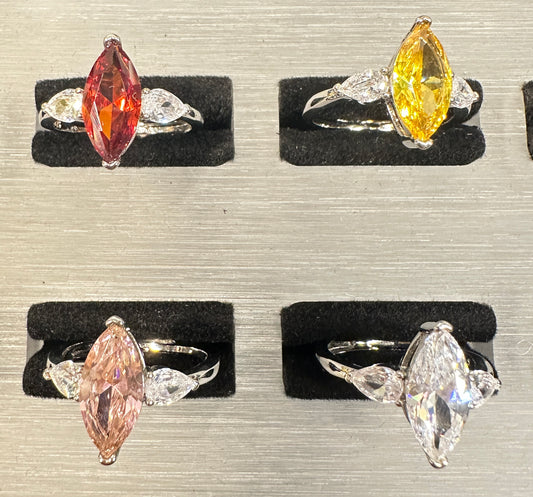 Aya Adjustable Elongate Ring | Marquise & Teardrop Design