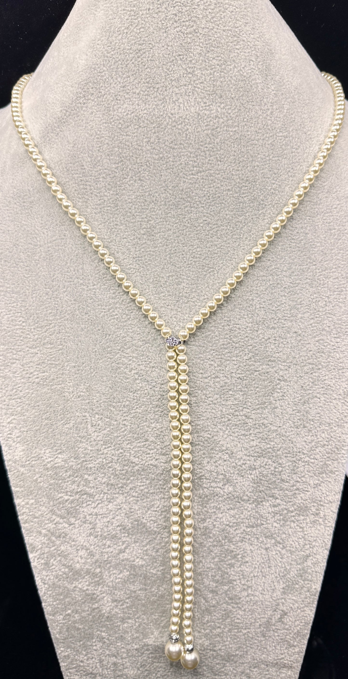 Convertible Champagne Simulated Pearl Necklace