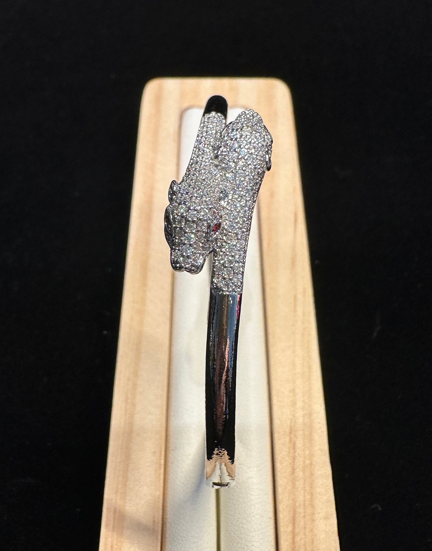 Duo Pulse Bangle | Leopard Head Bangle with Colorful Eyes